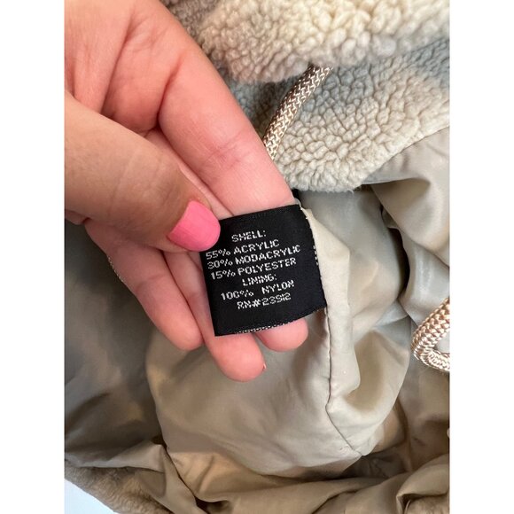 Vintage Forecaster Sport Beige Fleece Jacket L Petite Acrylic Blend Full Zip Wom - Picture 3 of 4